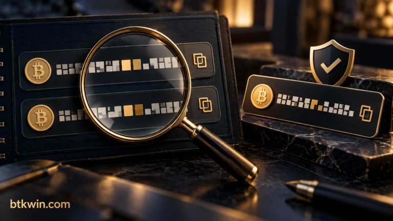 عدسة تكشف اختلاف وسط عنوانين متشابهين في سجل تحويلات مع علامة btkwin.com