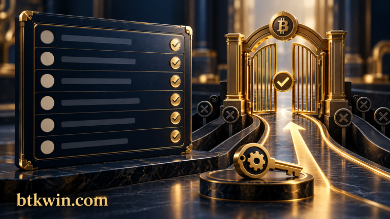 قائمة وجهات معتمدة وبوابة سحب ذات قيود تعديل باللونين الكحلي والذهبي مع btkwin.com