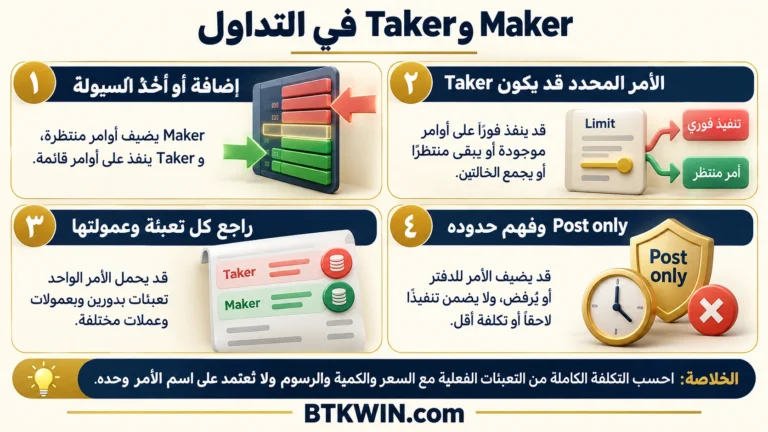 إنفوجرافيك: Maker وTaker في التداول: حساب العمولة من التعبئات الفعلية