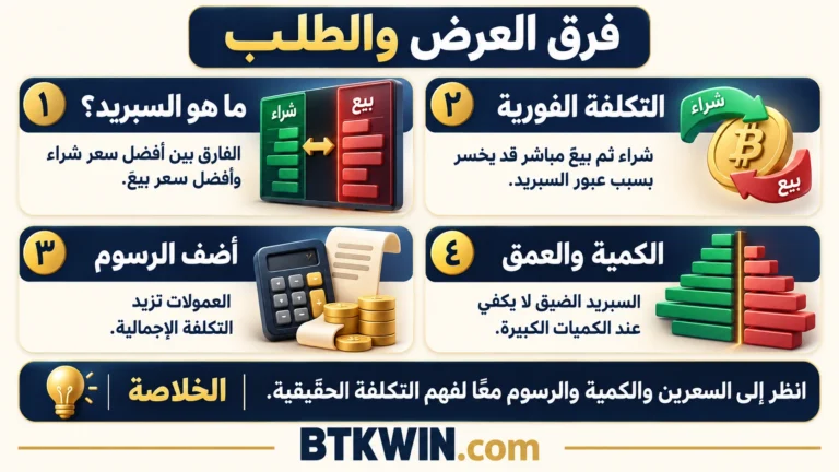 إنفوجرافيك: فرق العرض والطلب: حساب السبريد وتكلفة الشراء والبيع