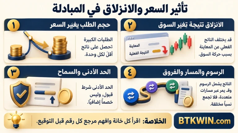 إنفوجرافيك: تأثير السعر والانزلاق: قراءة تكلفة المبادلة وحدودها