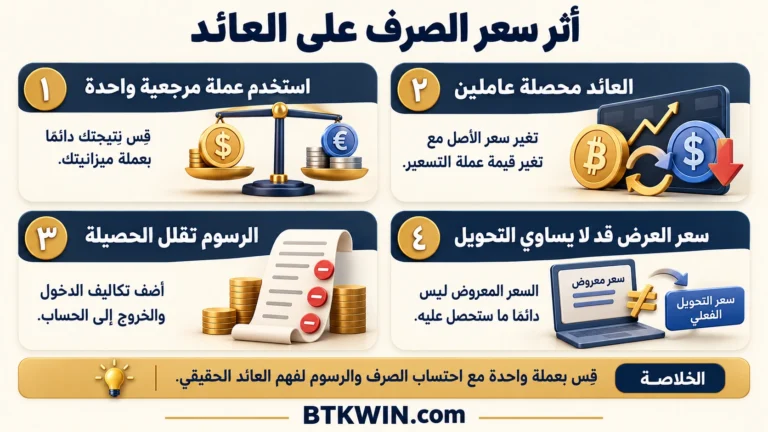 إنفوجرافيك: أثر سعر الصرف على العائد: لماذا يرتفع الأصل وتخسر؟