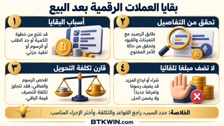 إنفوجرافيك: بقايا العملات الرقمية بعد البيع: الأسباب وتكلفة تحويلها