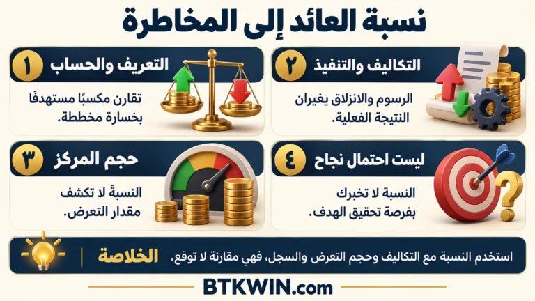 إنفوجرافيك: نسبة العائد إلى المخاطرة: الحساب والتكاليف وحدود التوقع