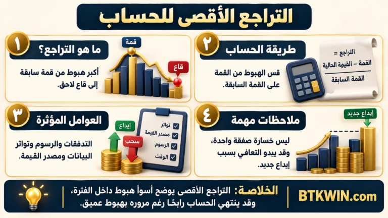 إنفوجرافيك: التراجع الأقصى للحساب: طريقة الحساب ومثال عملي
