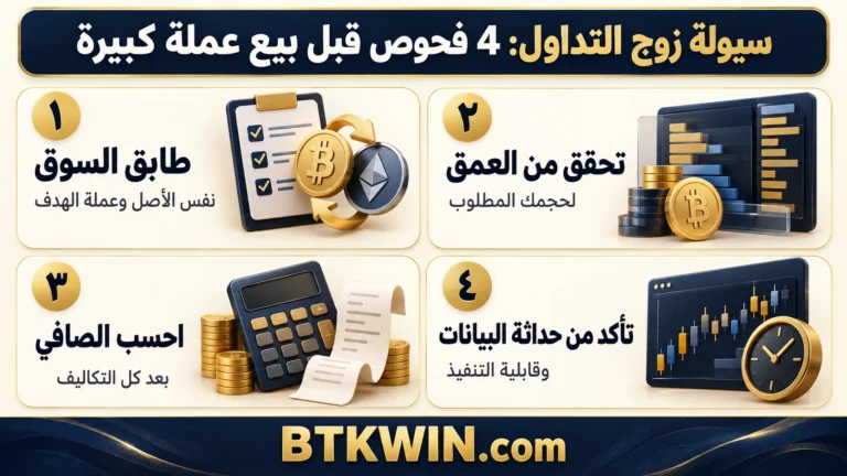 إنفوجرافيك: سيولة زوج التداول: 4 فحوص قبل بيع عملة كبيرة