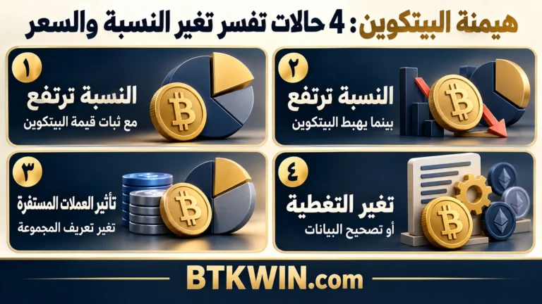 إنفوجرافيك: هيمنة البيتكوين: 4 حالات تفسر تغير النسبة والسعر