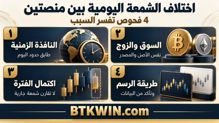 إنفوجرافيك: اختلاف الشمعة اليومية بين منصتين: 4 فحوص تفسر السبب