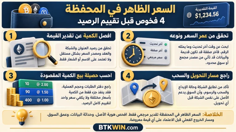 إنفوجرافيك: السعر الظاهر في المحفظة: 4 فحوص قبل تقييم الرصيد