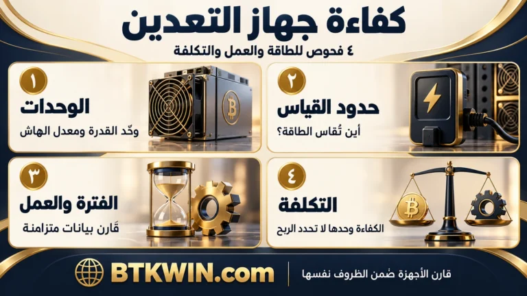 إنفوجرافيك: كفاءة جهاز التعدين J/TH: 4 فحوص للطاقة والعمل والتكلفة