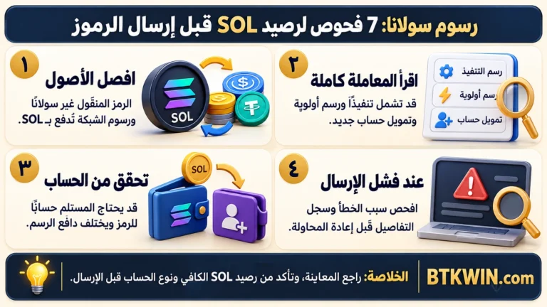 إنفوجرافيك: رسوم سولانا: 7 فحوص لرصيد SOL قبل إرسال الرموز