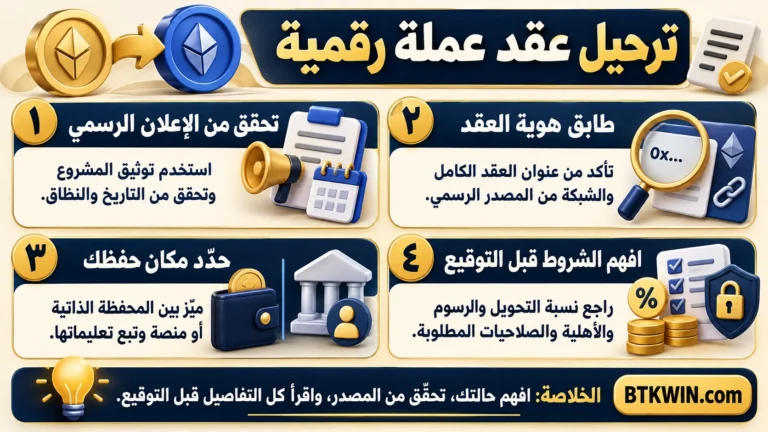 إنفوجرافيك: ترحيل عقد عملة رقمية: 7 فحوص للعقود والرسوم