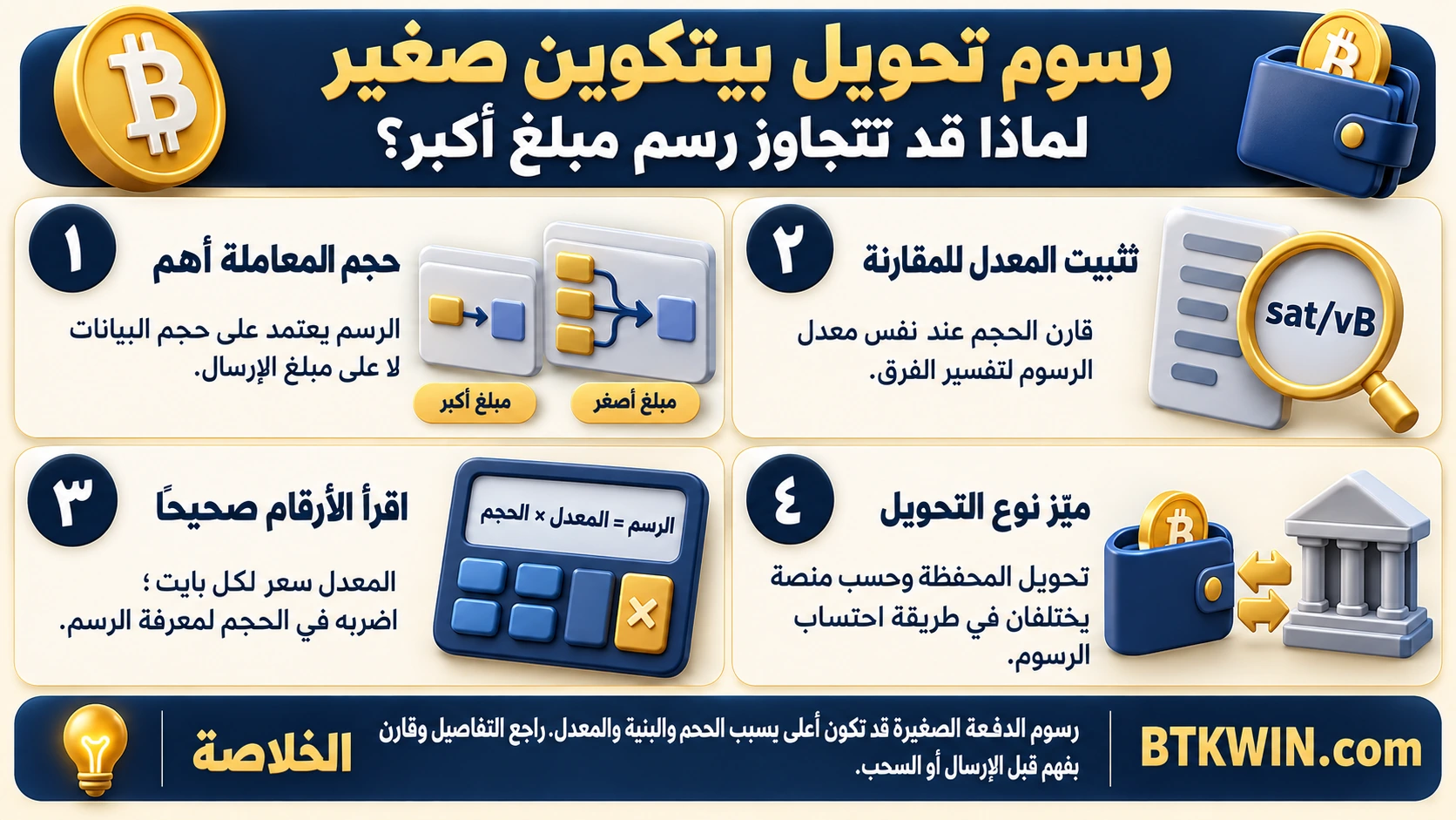 إنفوجرافيك: رسوم تحويل بيتكوين صغير: لماذا قد تتجاوز رسم مبلغ أكبر؟