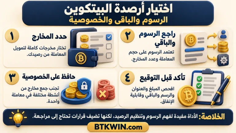إنفوجرافيك: اختيار أرصدة البيتكوين Coin Control: الرسوم والباقي والخصوصية