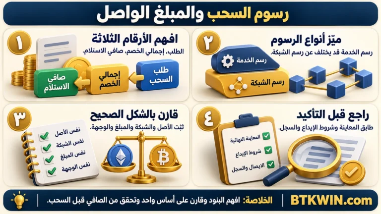إنفوجرافيك: رسوم السحب والمبلغ الواصل: حساب الخصم والصافي ومقارنة العروض