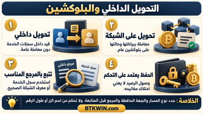 إنفوجرافيك: التحويل الداخلي والبلوكشين: تتبع الرصيد والمرجع ونموذج الحفظ