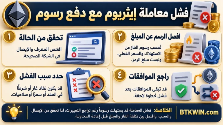 إنفوجرافيك: فشل معاملة إيثريوم مع دفع رسوم: قراءة الغاز وتشخيص السبب