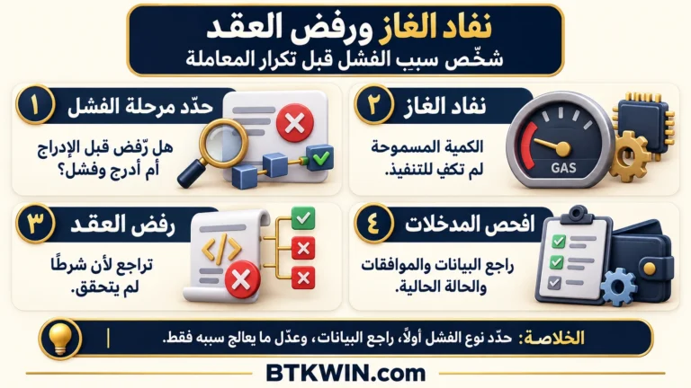 إنفوجرافيك: نفاد الغاز ورفض العقد: تشخيص الفشل قبل تكرار المعاملة